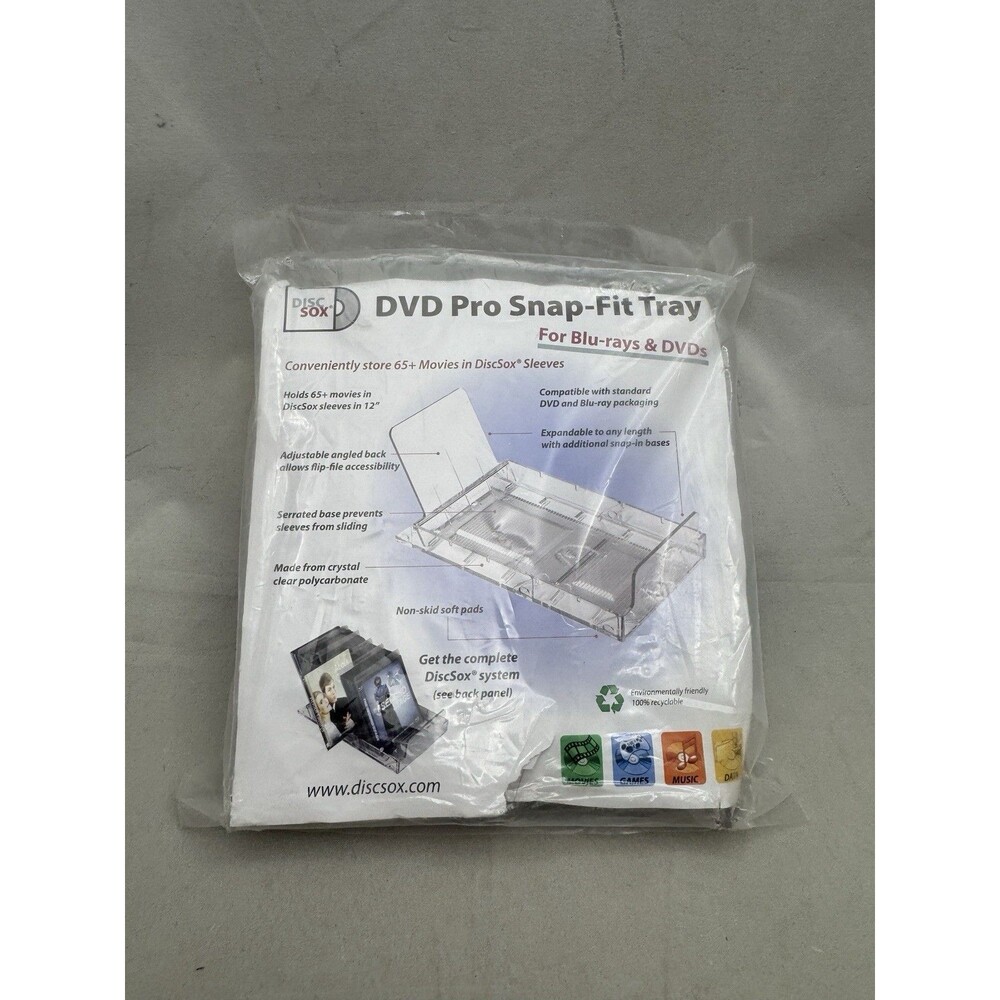 Discsox DVD Pro Snap-Fit Tray 12in holds 65 DVDs or Blue-Rays Expandable